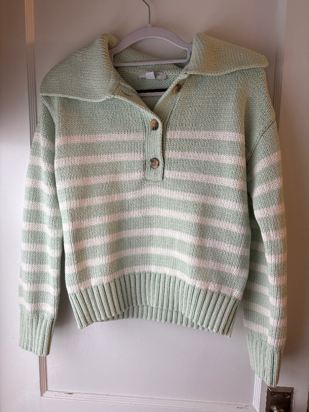 Ann Taylor Striped Sweater, Mint Green and White Stripe, Sz XXS, EUC